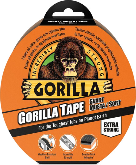 Gorilla svart gaffatape 48 mm. - 32 meter