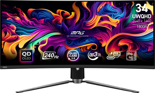 MSI MPG 341CQPX 34" QD-OLED Gaming Skjerm 3440x1440 240Hz Buet Sort MSI MPG 341CQPX 34" QD-OLED Gaming Skjerm 3440x1440 240Hz Buet Sort