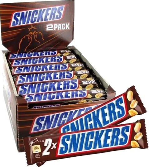 24 stk Dobbel Snickers Bar Melkesjokoladebar med Nougat Nøtter og Karamell 1,8 kg 24 stk Dobbel Snickers Bar Melkesjokoladebar med Nougat Nøtter og Karamell 1,8 kg