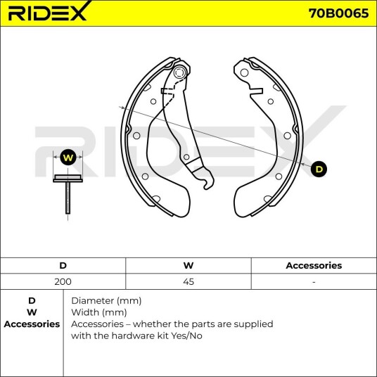 Bremsesko sett RIDEX 70B0065