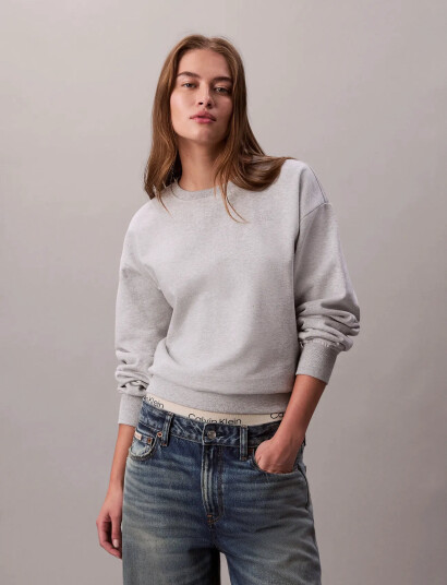 Calvin Klein Jeans Ls Archive Logo French Terry Rlx - Grey - XS