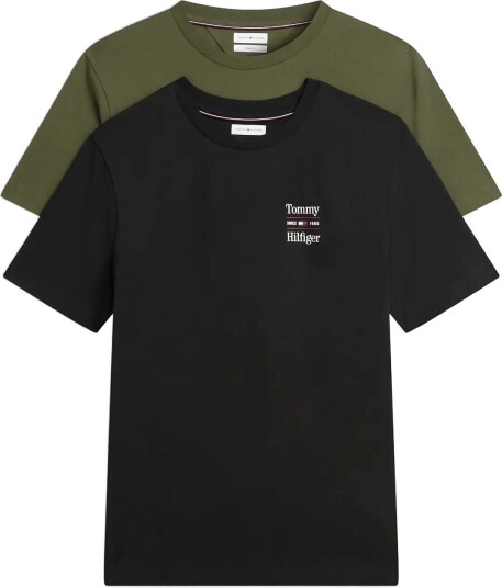 Tommy Hilfiger 2 Pack Chest Graphic Reg Tees Black M Tommy Hilfiger 2 Pack Chest Graphic Reg Tees Black M