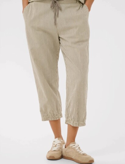 Kaffe Kanaya Striped Capri Pants   Beige   36