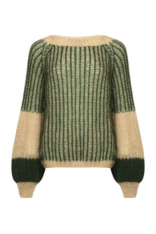 Noella Liana Knit Sweater - Beige/Bottle Green M/L