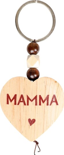 Nøkkelring med Trehjerte og Perler - Mamma