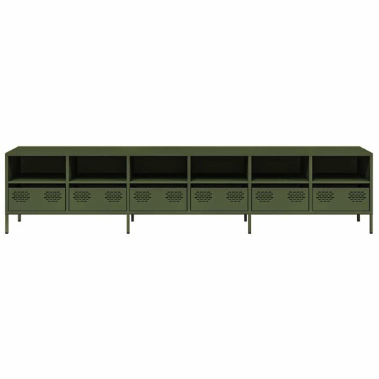 TV benk olivengrønn 202x39x43,5 cm kaldvalset stål