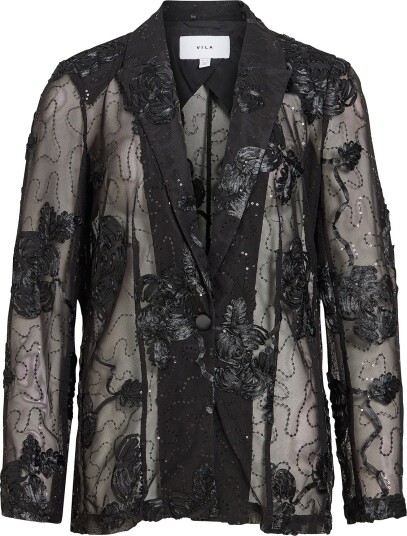 Vila Viditte L/S Blazer til Dame - Svart, Størrelse 38