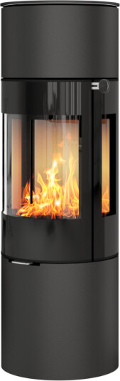 Rais Viva l 140 svart vedovn med sideglass og glassdør