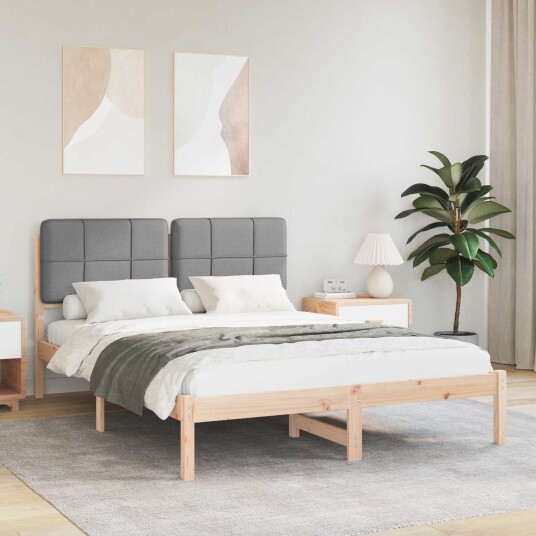Sengeramme med Polstret Hodegjerde Lysegrå 150 x 200 cm