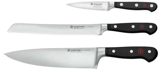 Wüsthof Classic Knivsett 3 deler, Kokkekniv + Brødkniv + Skrellekniv Wüsthof Classic Knivsett 3 deler, Kokkekniv + Brødkniv + Skrellekniv