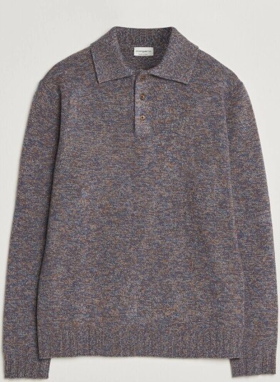 Morgano Wool/Cashmere Knitted Polo Blue