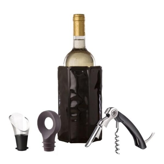 Vacu Vin Vin Classic sett 4 deler svart/sølv Vacu Vin Vin Classic sett 4 deler svart/sølv