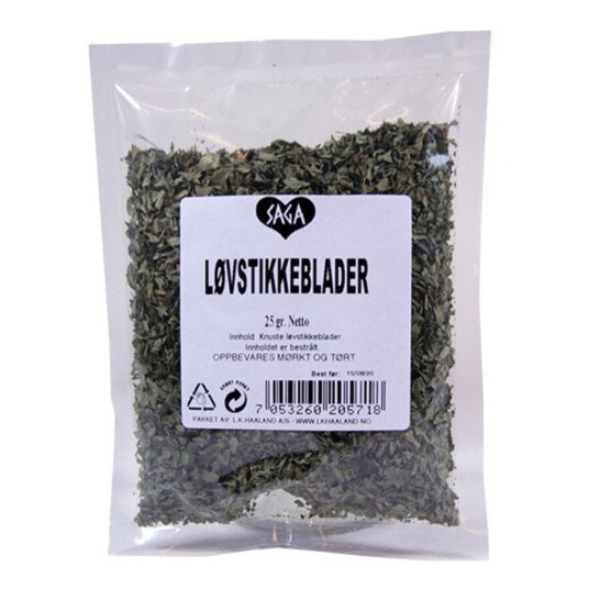 Saga tørket løpstikkeblader pose 10 g Saga tørket løpstikkeblader pose 10 g