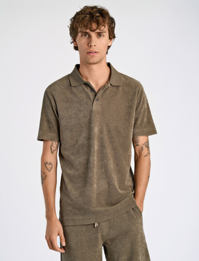 Lindbergh Terry Pique - Brown - XL