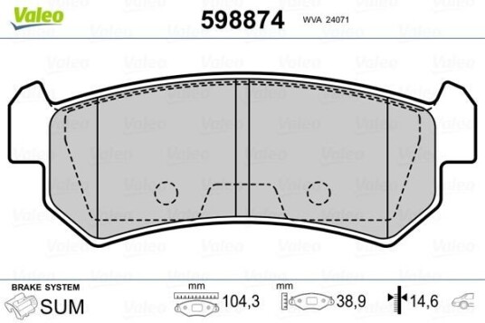 Bremseklosser VALEO 598874