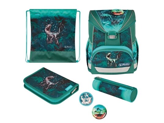 Herlitz Ultralight Plus Green Rex Pencil Pouch Sportsbag Pennal Skolesekk Gutt Barneskole Ryggsekk 15 L Forlomme Sidelomme