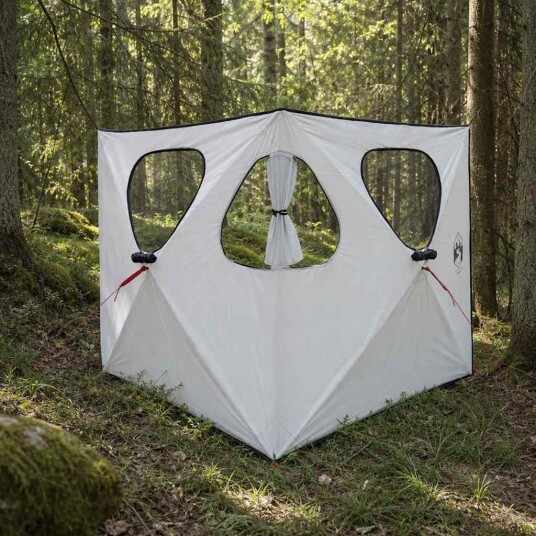 vidaXL pop-up-telt Jakt telt Hvit svartout 145 x 145 x 150 cm Polyester og stål
