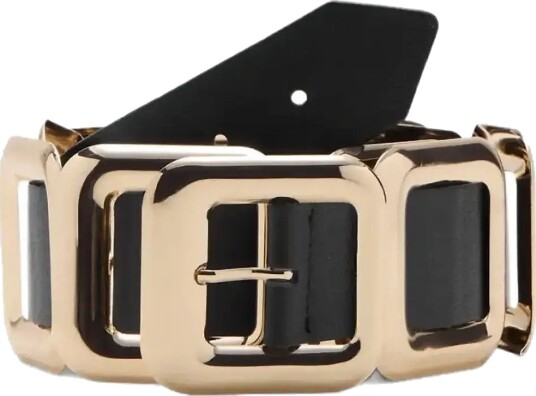 Mango Leather Belt With Square Design Black M Mango Leather Belt With Square Design Black M