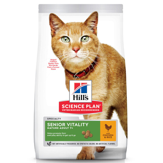 Hill's Science Plan Senior Vitality Tørrfôr til katt med kylling & ris - 7 kg