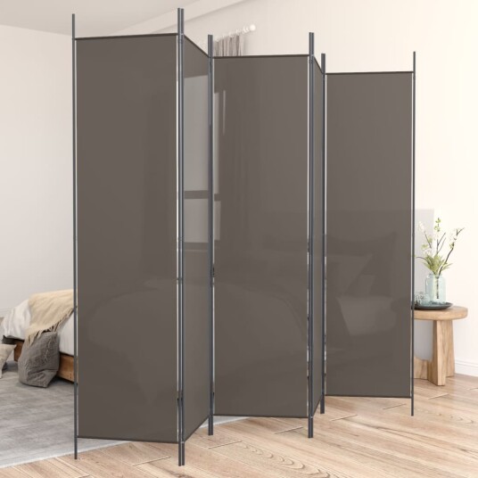 vidaXL Romdeler med 5 paneler antrasitt 250x200 cm stoff