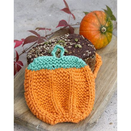Roasted Pumpkin by DROPS Design Grytekluter Halloween Strikkeoppskrift