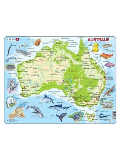 Selecta Play Larsen Jigsaw Puzzle Map Australia Geographic With Animals 65pcs. Gulv