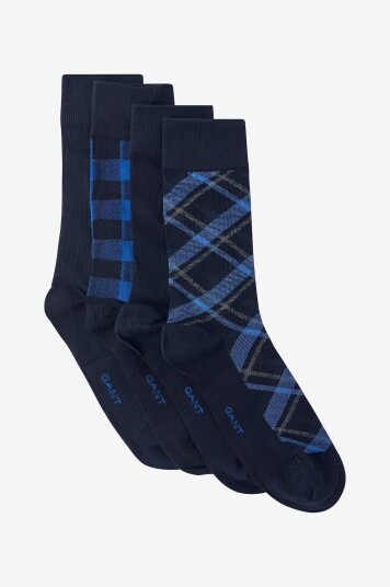 Gant Check And Solid Socks 4 Pack Gb Blå