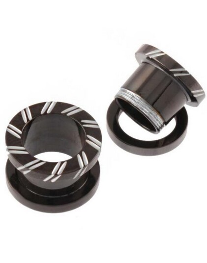 Aab Double Cut PVD Svart Piercing Tunnel Strl 14 mm