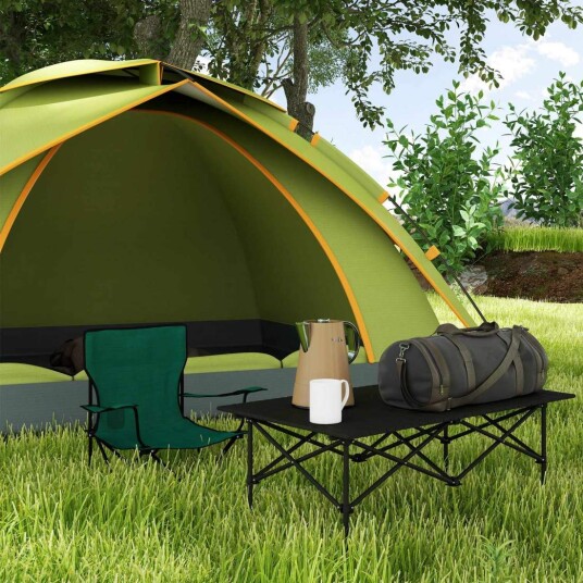 Campingbord sammenleggbart bord med opprullbar bordplate X-frame hagebord laget av aluminium lett 2 personers sidebord sammenleg Campingbord sammenleggbart bord med opprullbar bordplate X-frame hagebord laget av aluminium lett 2 personers sidebord sammenleg