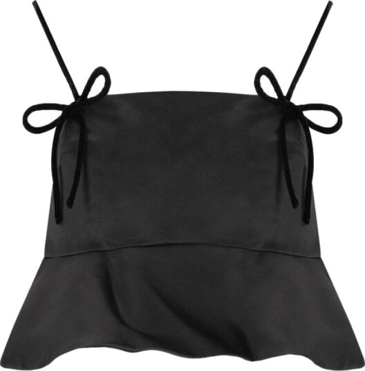GANNI Duchesse Satin Top   Black   36