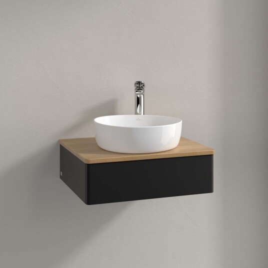 Villeroy & Boch Antao Servantskap med 1 skuff 60x50x19 cm m/lys Sort Matt/Eik