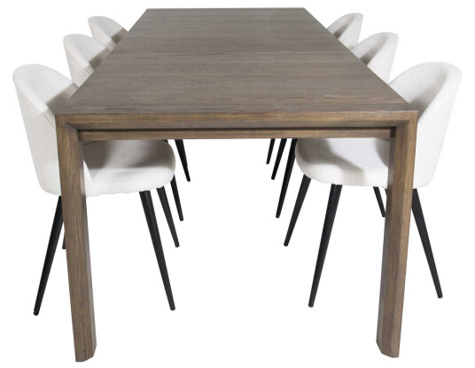 Venture Design Slider & Velvet spisegruppe Natur/beige 6 st stoler & bord 170 x 95 cm