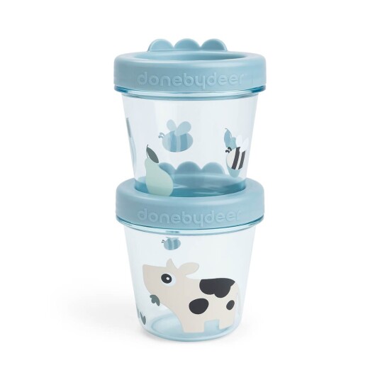 Done By Deer Baby Food Container 2 Pack Tiny Farm Blå Done By Deer Baby Food Container 2 Pack Tiny Farm Blå
