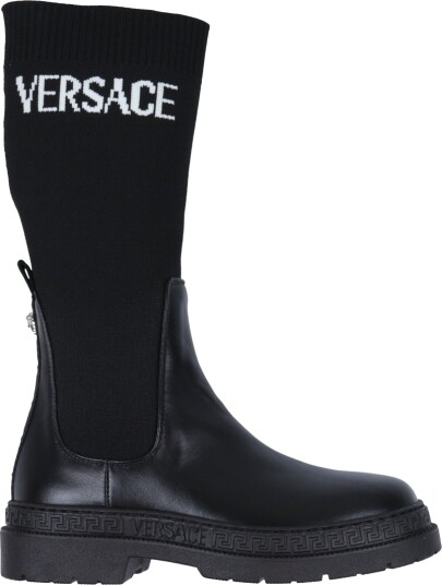Versace Støvler Boot Calf Black/White/Palladium Versace 33 Støvler Svart Versace Støvler Boot Calf Black/White/Palladium Versace 33 Støvler Svart