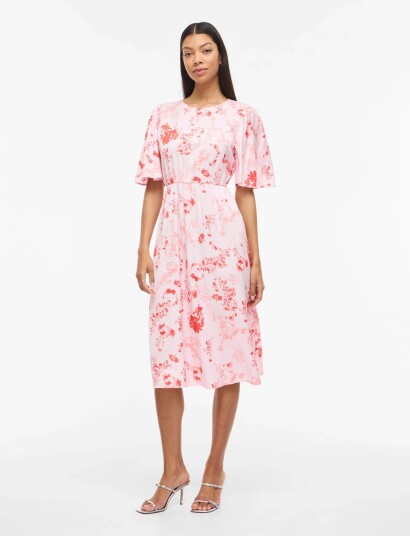 Vila Vithalia Anya 2/4 O Neck Dress/Dc   Pink   36