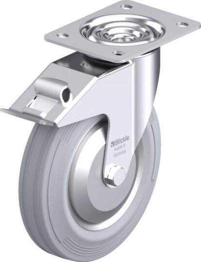 Blickle 637900 Le-Ve 200R-Fi-Sg-Fa Styrehjul Med Brems – Hjuldiameter 200 Mm – Bæreevne (Maks.) 205 Kg, 1 Stk