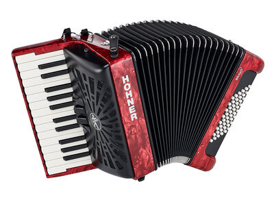 Hohner Bravo II 48 Rød silent key Hohner Bravo II 48 Rød silent key