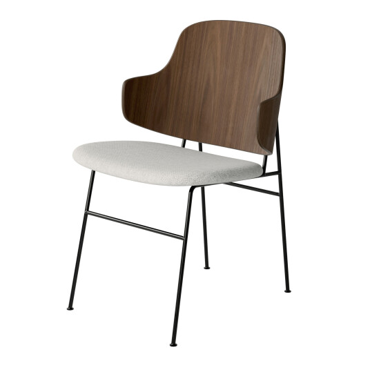 Audo Copenhagen The Penguin Dining Chair Upholstered Seat Black Steel / Walnut / Hallingdal 110