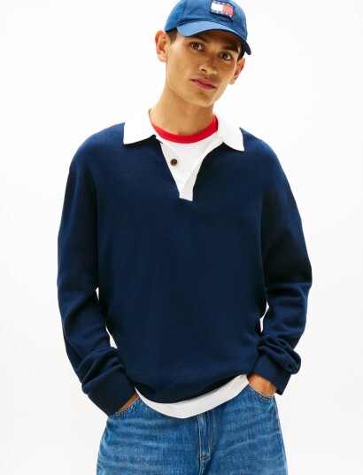 Tommy Jeans Tjm Reg Wvn Lbl Rugby Sweat Ext Navy L