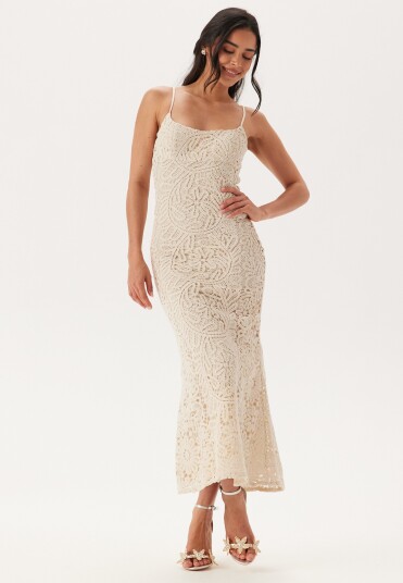 Bardot Adoni Crochet Midi Dress Beige 34 Bardot Adoni Crochet Midi Dress Beige 34