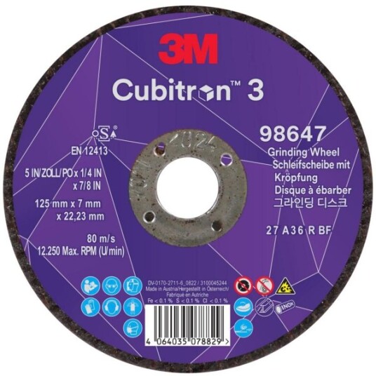 3M Cubitron 3 Navrondell 125x7 mm for Metallbearbeiding