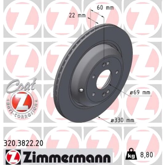 Bremseskive ZIMMERMANN 320.3822.20