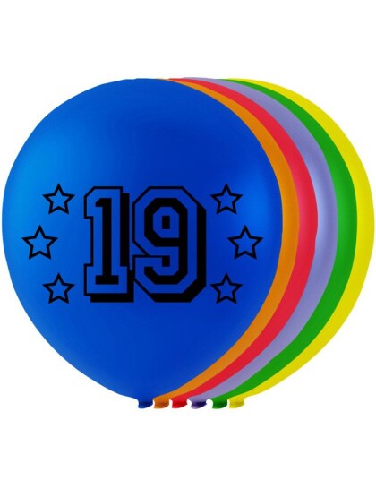 19 tall 8 stk Flerfargede Ballonger 26 cm