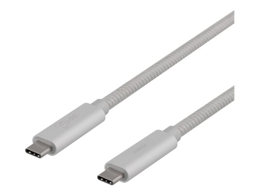 Deltaco USB-C 3.1 Gen 2 Kabel 1 m med 100 W Power Delivery Sølv Deltaco USB-C 3.1 Gen 2 Kabel 1 m med 100 W Power Delivery Sølv