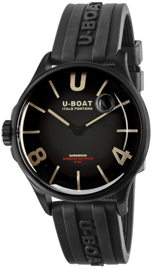 U Boat Herreklokke 9019 Darkmoon Sort/Gummi Ø40 mm