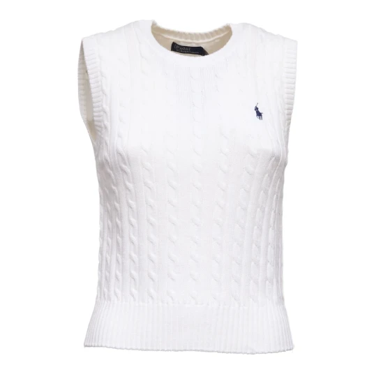 Polo Ralph Lauren Cable Knit Cotton Sweater Vest White XL