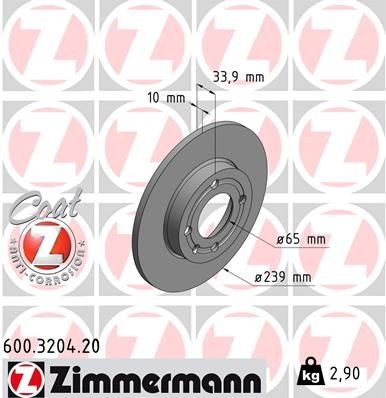 Bremseskive ZIMMERMANN 600.3204.20 Bremseskive ZIMMERMANN 600.3204.20