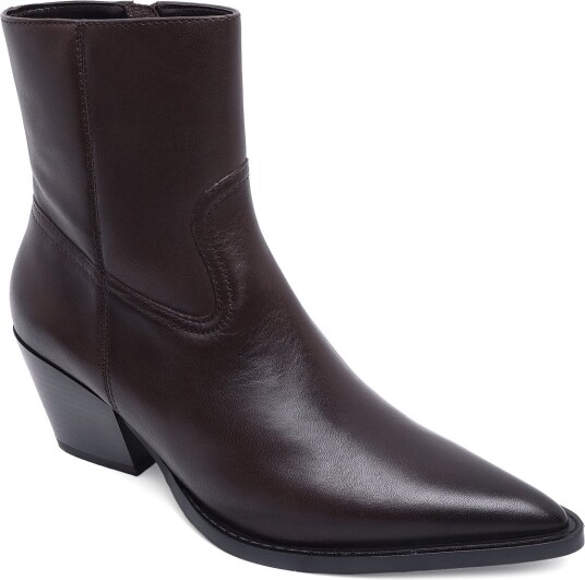 Mango Leather Pointed Ankle Boots DARK BROWN 36