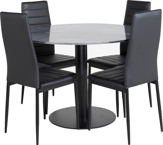 Venture Home Spisegruppe Estri med 4 Sandviken spisestoler Svart Venture Home Spisegruppe Estri med 4 Sandviken spisestoler Svart