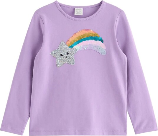 Lindex Long Sleeved Top With Reversible Sequins Purple 128